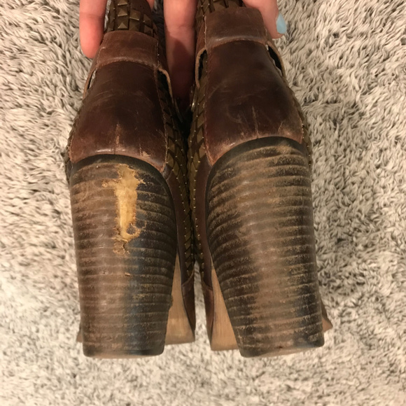 SM Alani Brown Leather Studded Ankle Boots - Picture 4 of 4